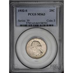 1932-S 25C MS63 PCGS. Minor scuffs and abrasions are n 1932-S[25C] MS63 PCGS.