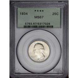 1934 25C Medium Motto MS67 PCGS. This older holder Sup 1934[25C] Medium Motto MS67 PCGS.