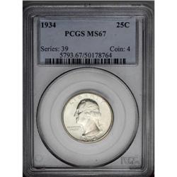 1934 25C Medium Motto MS67 PCGS. Whispers of golden-br 1934[25C] Medium Motto MS67 PCGS.
