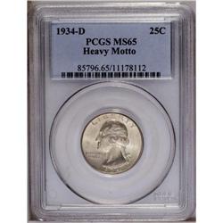 1934-D 25C Heavy Motto MS65 PCGS. Lustrous surfaces di 1934-D[25C] Heavy Motto MS65 PCGS.