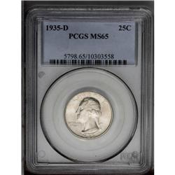 1935-D 25C MS65 PCGS. A satiny-white Gem that features 1935-D[25C] MS65 PCGS.