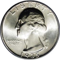 1935-S 25C MS67 PCGS. This is a brilliant Gem with fro 1935-S[25C] MS67 PCGS.