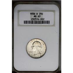 1936-D 25C MS63 NGC. Fully lustrous with a decent stri 1936-D[25C] MS63 NGC.