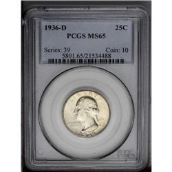 1936-D 25C MS65 PCGS. While mostly brilliant, the fros 1936-D[25C] MS65 PCGS.