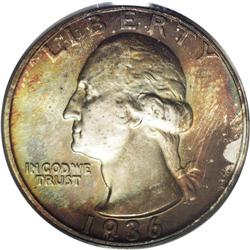 1936-D 25C MS66 PCGS. Lustrous surfaces are bathed in 1936-D[25C] MS66 PCGS.