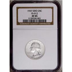 1937 25C Doubled Die Obverse XF45 NGC. FS-012. IN GOD 1937[25C] Doubled Die Obverse XF45 NGC.