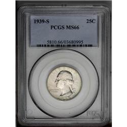 1939-S 25C MS66 PCGS. A nearly mark-free example with 1939-S[25C] MS66 PCGS.