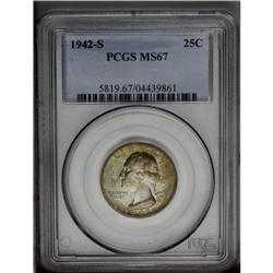 1942-S 25C MS67 PCGS. A highly lustrous example of thi 1942-S[25C] MS67 PCGS.