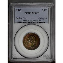 1949 25C MS67 PCGS. Dappled mauve, crimson, and lime-g 1949[25C] MS67 PCGS.