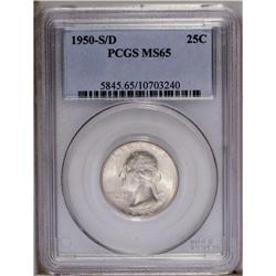 1950-S/D 25C MS65 PCGS. Well struck with substantial m 1950-S/D[25C] MS65 PCGS.