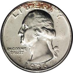 1936 25C PR66 PCGS. A thin veil of mottled patina has 1936[25C] PR66 PCGS.