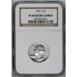 1953 25C PR68 Ultra Cameo NGC. The strongly cameoed su 1953[25C] PR68 Ultra Cameo NGC.
