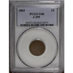 1863 1C One Cent, Judd-299, Pollock-359, R.3, Good 6 P