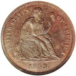 1863 10C Ten Cents, Judd-333, Pollock-405, Low R.7, PR