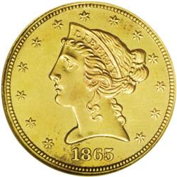 1865 $5 Five Dollar, Judd-446, Pollock-518, High R.6,
