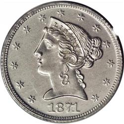 1871 $5 Five Dollar, Judd-1171, Pollock-1313, R.8, Alu