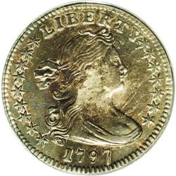 1797 H10C 15 Stars AU58 PCGS. V-2, LM-1, R.3. The 15 s