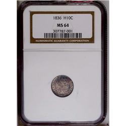 1836 H10C Large 5C MS64 NGC. V-3, LM-6, R.3. Mottled e