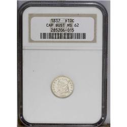 1837 H10C Large 5C MS62 NGC. V-3, LM-1, R.1. The recut