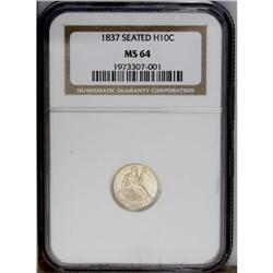 1837 H10C Large Date (Curl Top 1) MS64 NGC. Brilliant