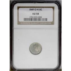 1849-O H10C AU58 NGC. The obverse is highly lustrous w