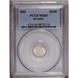 1853 H10C Arrows MS65 PCGS. Silver-gray surfaces exhib