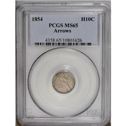 1854 H10C Arrows MS65 PCGS. A well struck and shimmeri