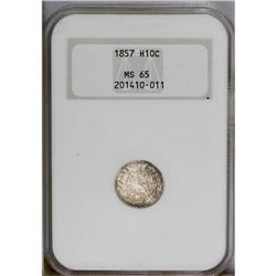 1857 H10C MS65 NGC. Dappled golden-brown and forest-gr