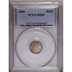 1860 H10C MS65 PCGS. Glowing luster emanates from tan-