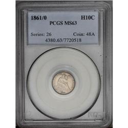 1861/0 H10C MS63 PCGS. The slightly reflective surface