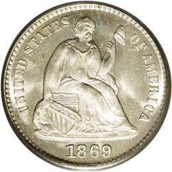 1869 H10C MS67 PCGS. Of the 170 or so 1869 half dimes