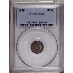 1859 H10C PR64 PCGS. Pastel gold-brown, green, lavende