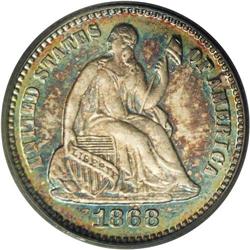 1868 H10C PR67 PCGS. Ex: Eliasberg. Deep layers of ori