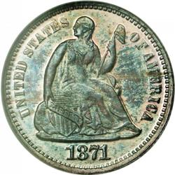 1871 H10C PR66 NGC. V-1. Open topped D in UNITED. Shar