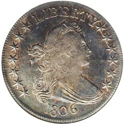 1806 50C Pointed 6, Stem AU50 ANACS. O-120a, R.4. Like