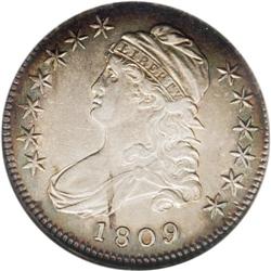 1809 50C III Edge AU55 NGC. O-109a, R.2. A scarce inte