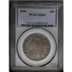 1818 50C MS63 PCGS. O-107, R.1. The T and Y in LIBERTY