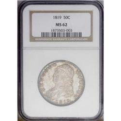 1819 50C MS62 NGC. O-109, R.2. Attractive golden-brown