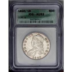 1820/19 50C Curl Base 2 AU53 ICG. O-102, R.1. An impre