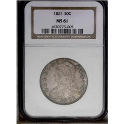 1821 50C MS61 NGC. O-107, R.3. This better date Capped