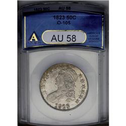 1823 50C AU58 ANACS. O-105, R.1. Orange peripheral ton