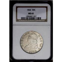 1826 50C MS61 NGC. O-101, R.2. A die crack joins the d