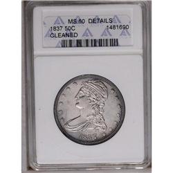1837 50C --Cleaned--ANACS, MS60 Details. There is a sma
