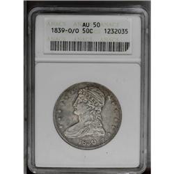 1839-O/O 50C AU50 ANACS. Repunched mintmark. A popular