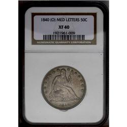 1840 50C Reverse of 1838, Medium Letters XF40 NGC. The