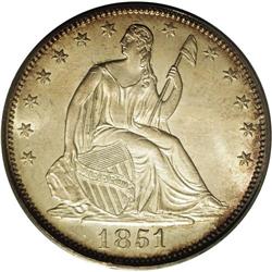 1851 50C MS62 PCGS. Well struck, satiny, and moderatel