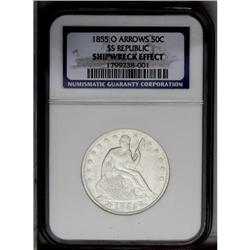 1855-O 50C Arrows--Shipwreck Effect--NGC. Ex: SS Repub