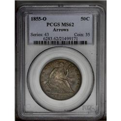 1855-O 50C Arrows MS62 PCGS. Medium intensity golden-g