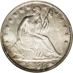 1855-O 50C Arrows MS64 NGC. This near-Gem New Orleans