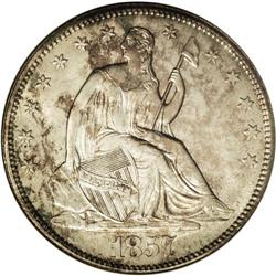1857 50C MS66 NGC. With a sizeable original mintage of